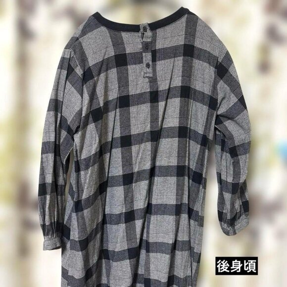 Black Check Long One-Piece Dress - Picture 4 of 11